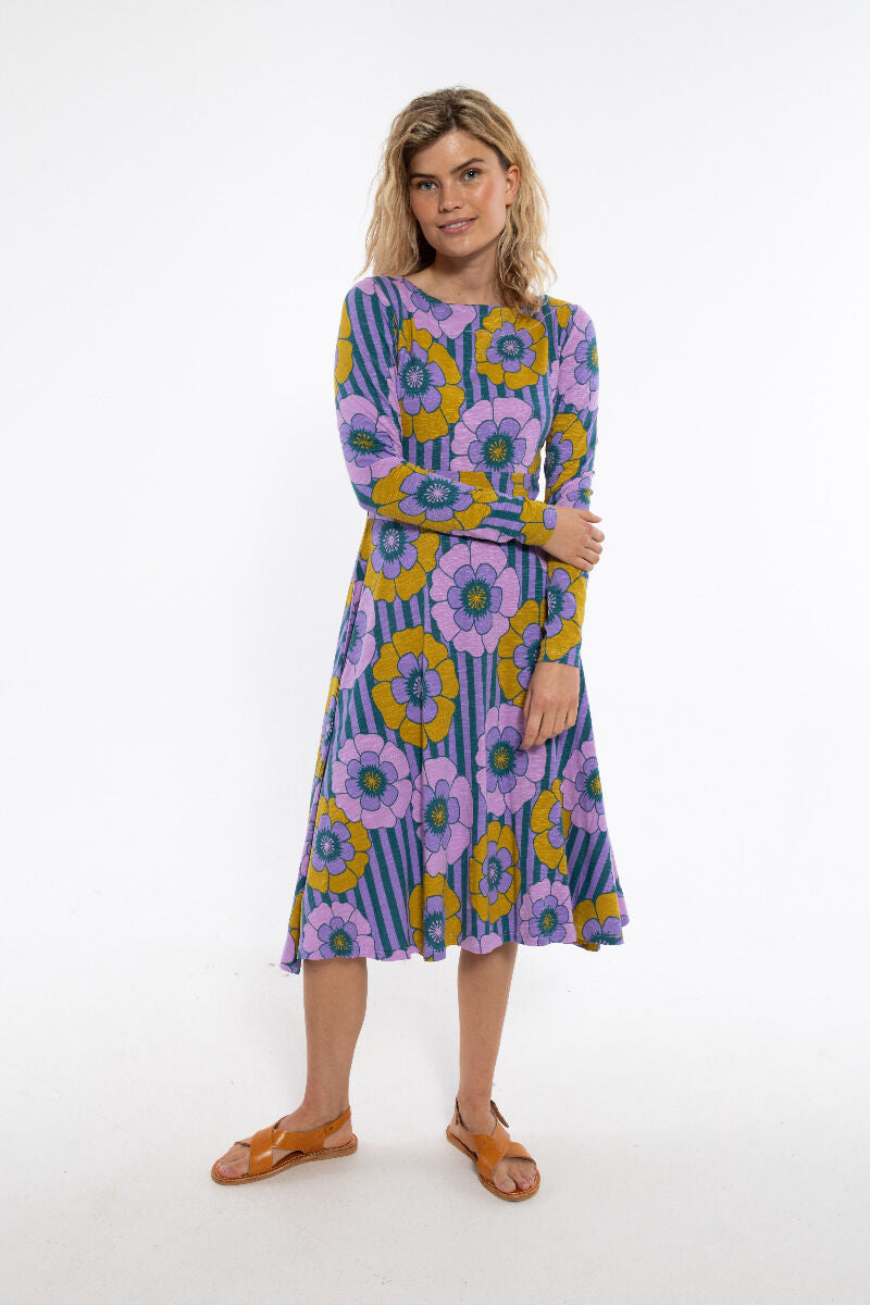 ORGANIC - Danesigrid Viscose Slub Dress Viola POWER FLOWER