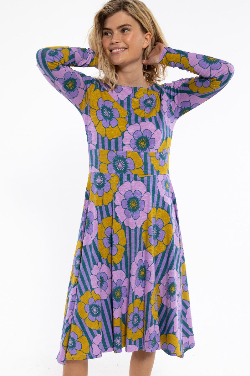 ORGANIC - Danesigrid Viscose Slub Dress Viola POWER FLOWER