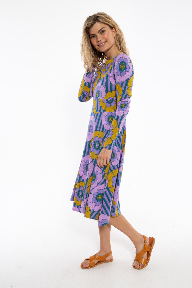 ORGANIC - Danesigrid Viscose Slub Dress Viola POWER FLOWER