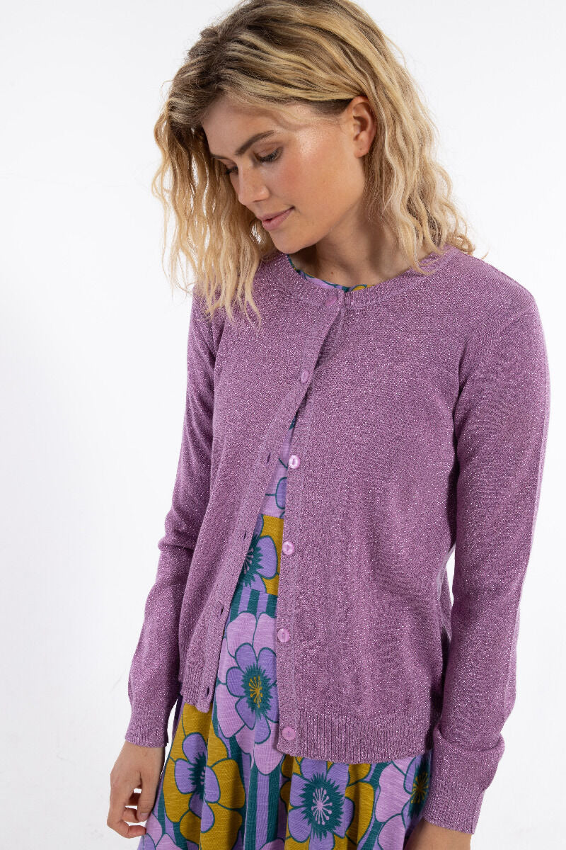 Danesaga Glitter Cardigan Soft Viola Glitter