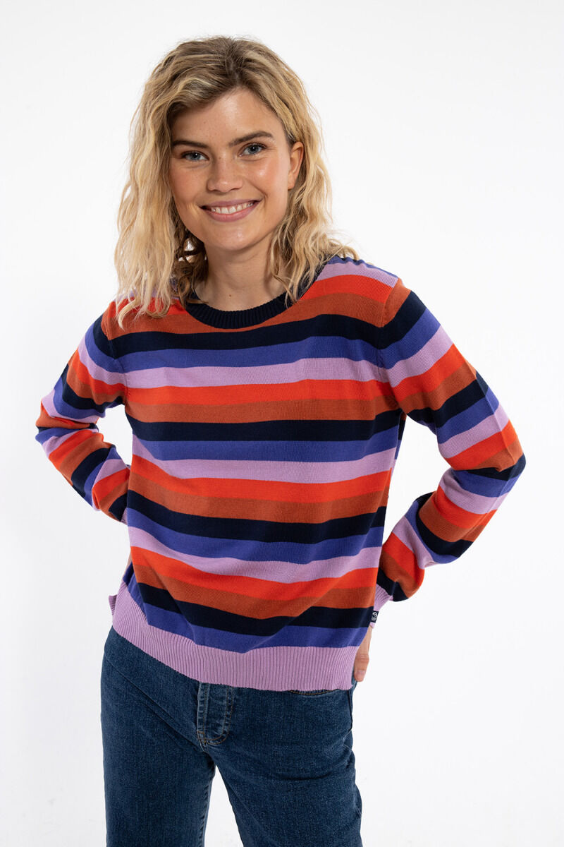 Danepearly Pearl Knit Sweater Dk Navy/Cold Purple/Bright Red