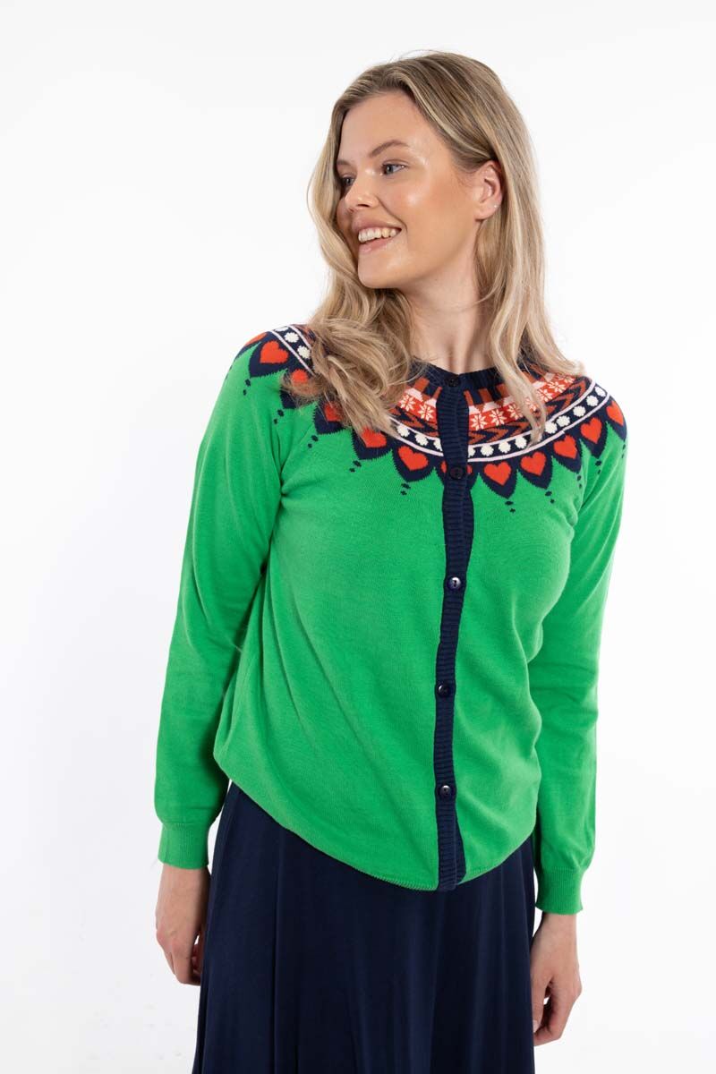 Danesweetheart Cotton Knit Cardigan Green
