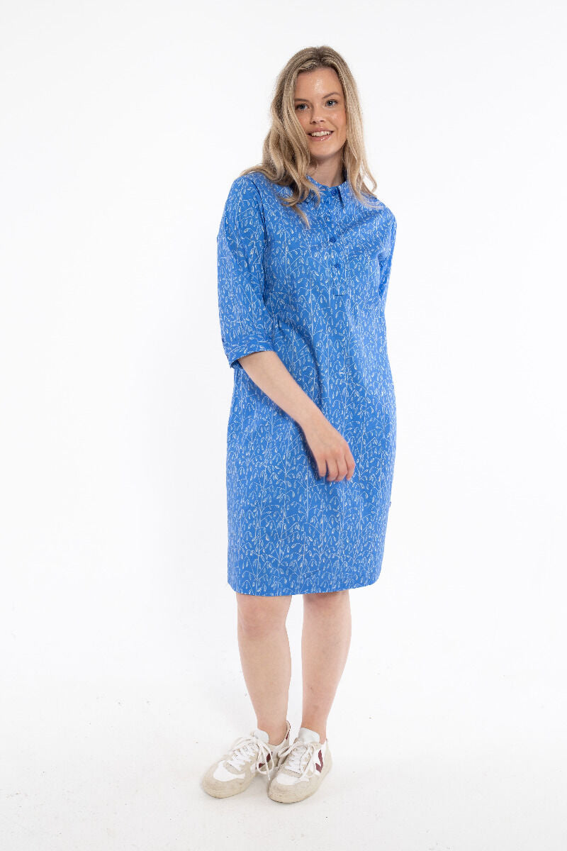 Danecarnation Poplin Dress Cold Blue/Chalk OATS