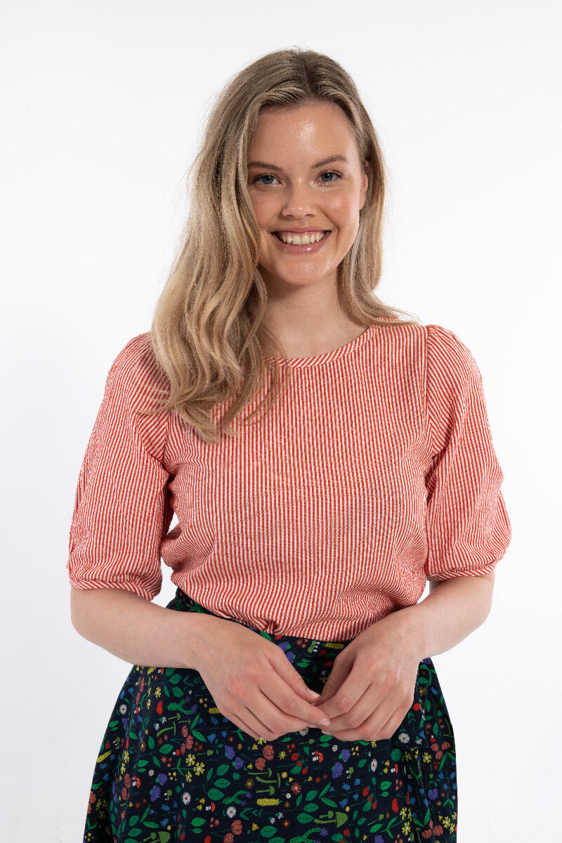 Daneprosecco Seersucker Shirt Bright Red/Chalk