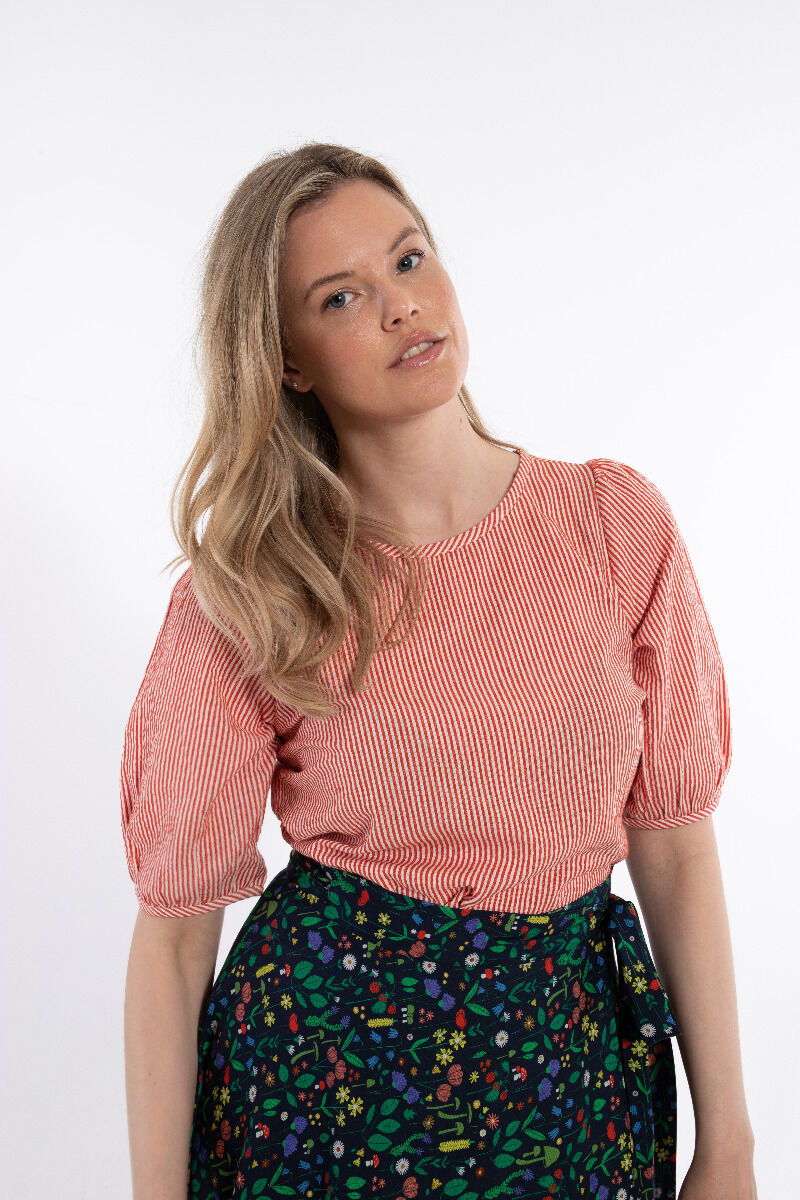 Daneprosecco Seersucker Shirt Bright Red/Chalk