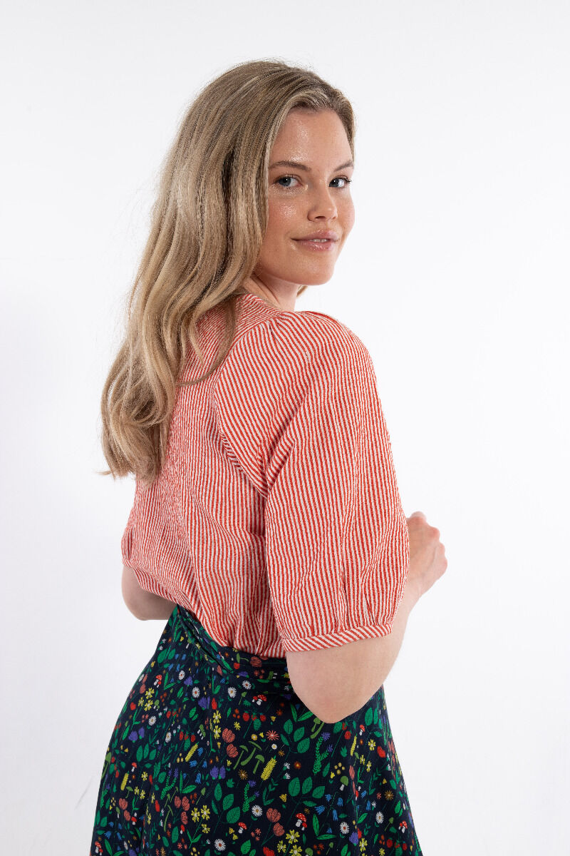 Daneprosecco Seersucker Shirt Bright Red/Chalk