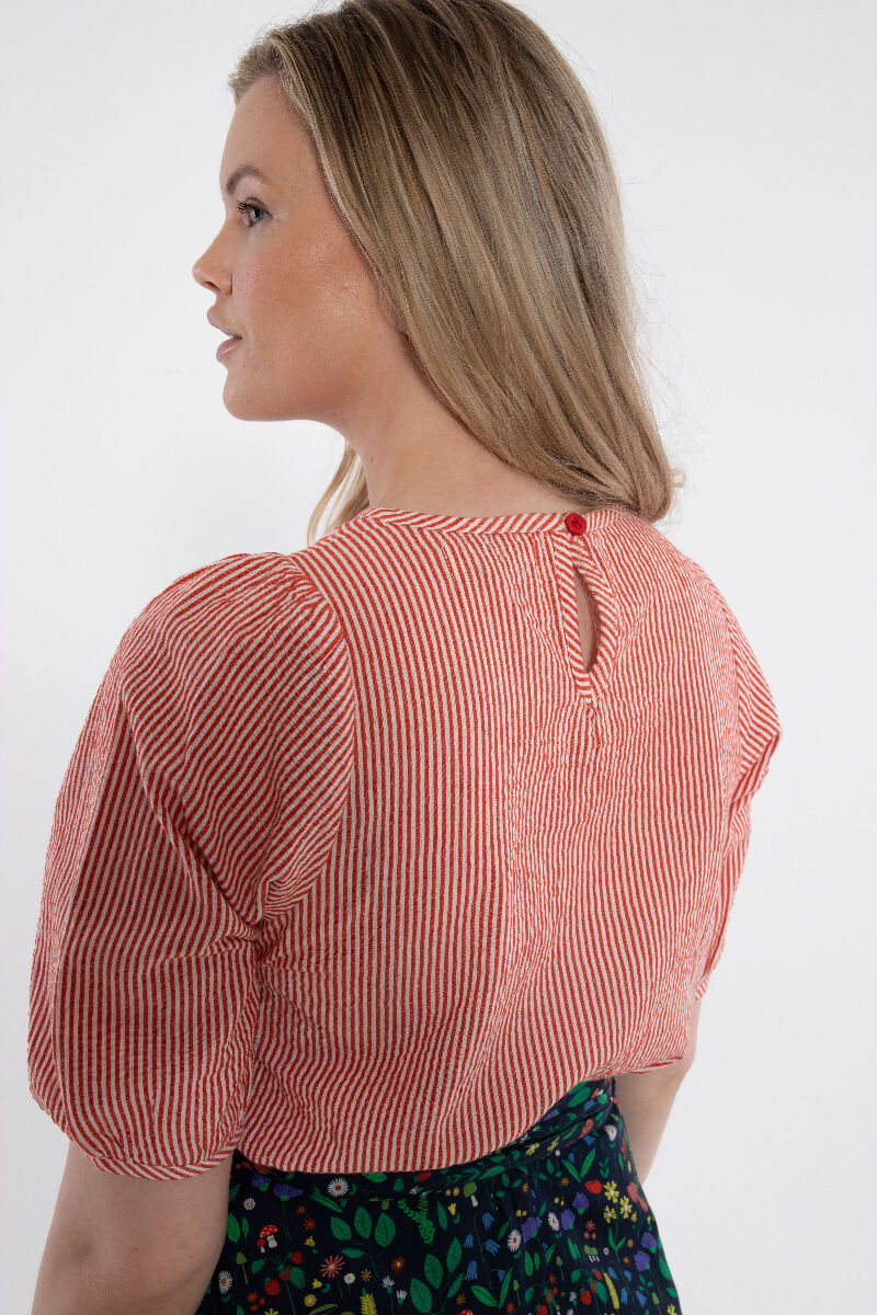 Daneprosecco Seersucker Shirt Bright Red/Chalk