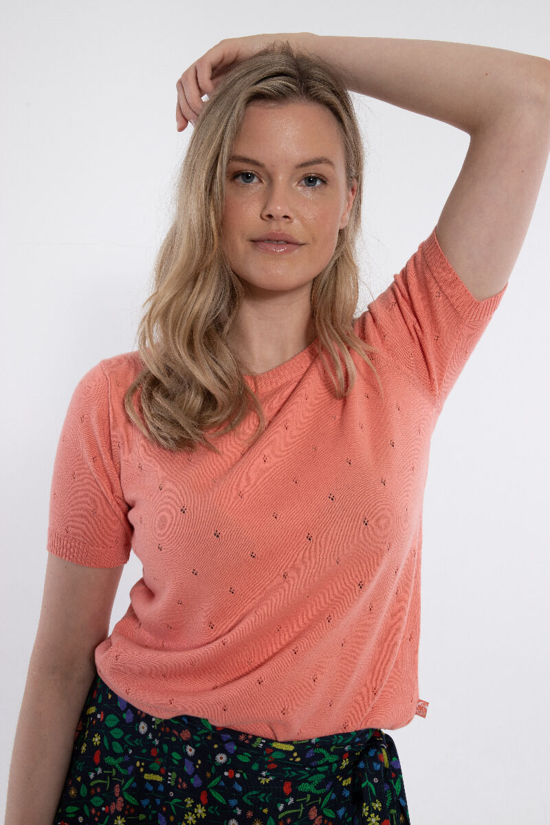 Danesilver Hole Knit Tee Coral