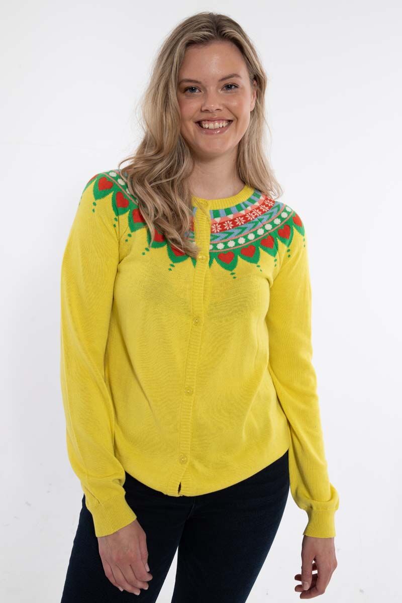Danesweetheart Cotton Knit Cardigan Faded Yellow