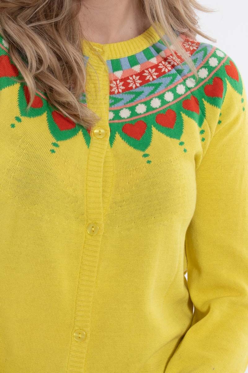Danesweetheart Cotton Knit Cardigan Faded Yellow