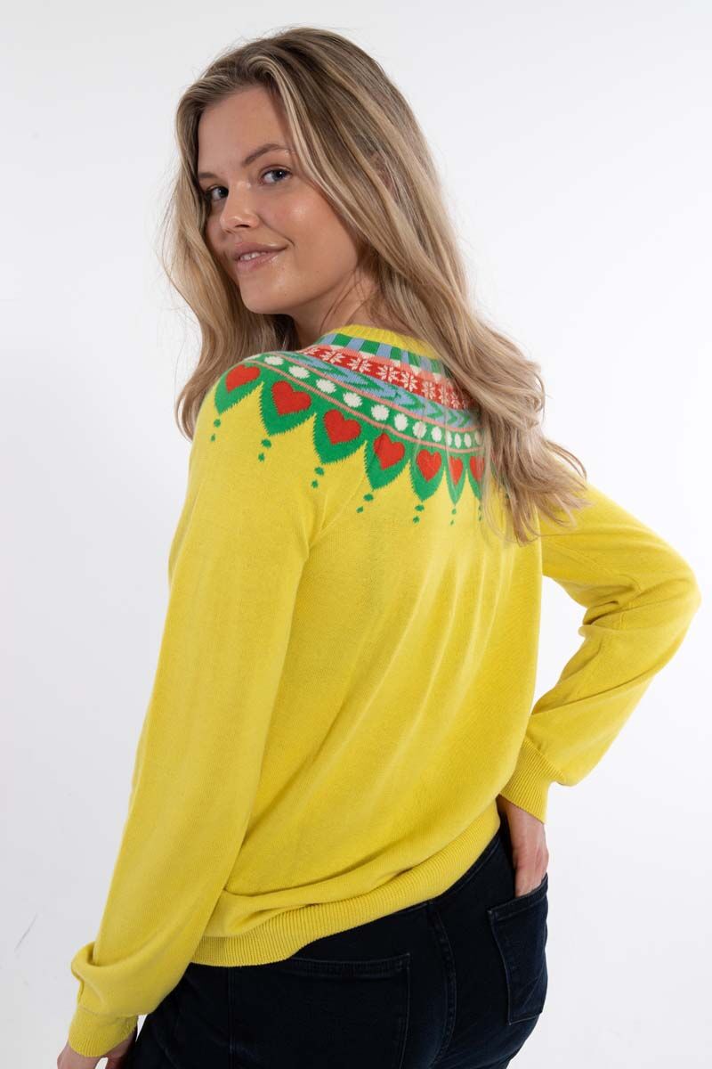 Danesweetheart Cotton Knit Cardigan Faded Yellow