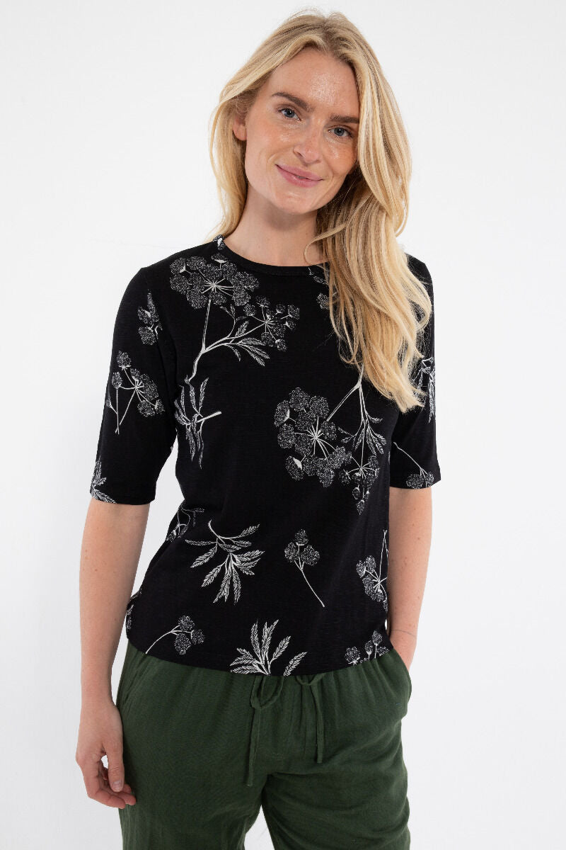 ORGANIC - Danemanna Viscose Slub Tee Black HEMLOCK