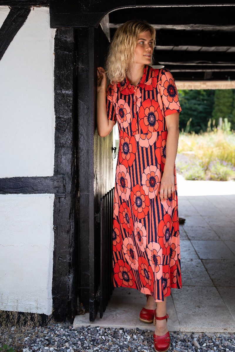 ORGANIC - Danehettie Interlock Dress Bright Red POWER FLOWER