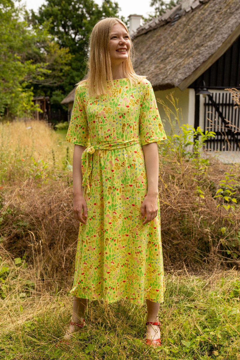 ORGANIC - Daneflora Slub Jersey Dress Pale Yellow BOTANICAL