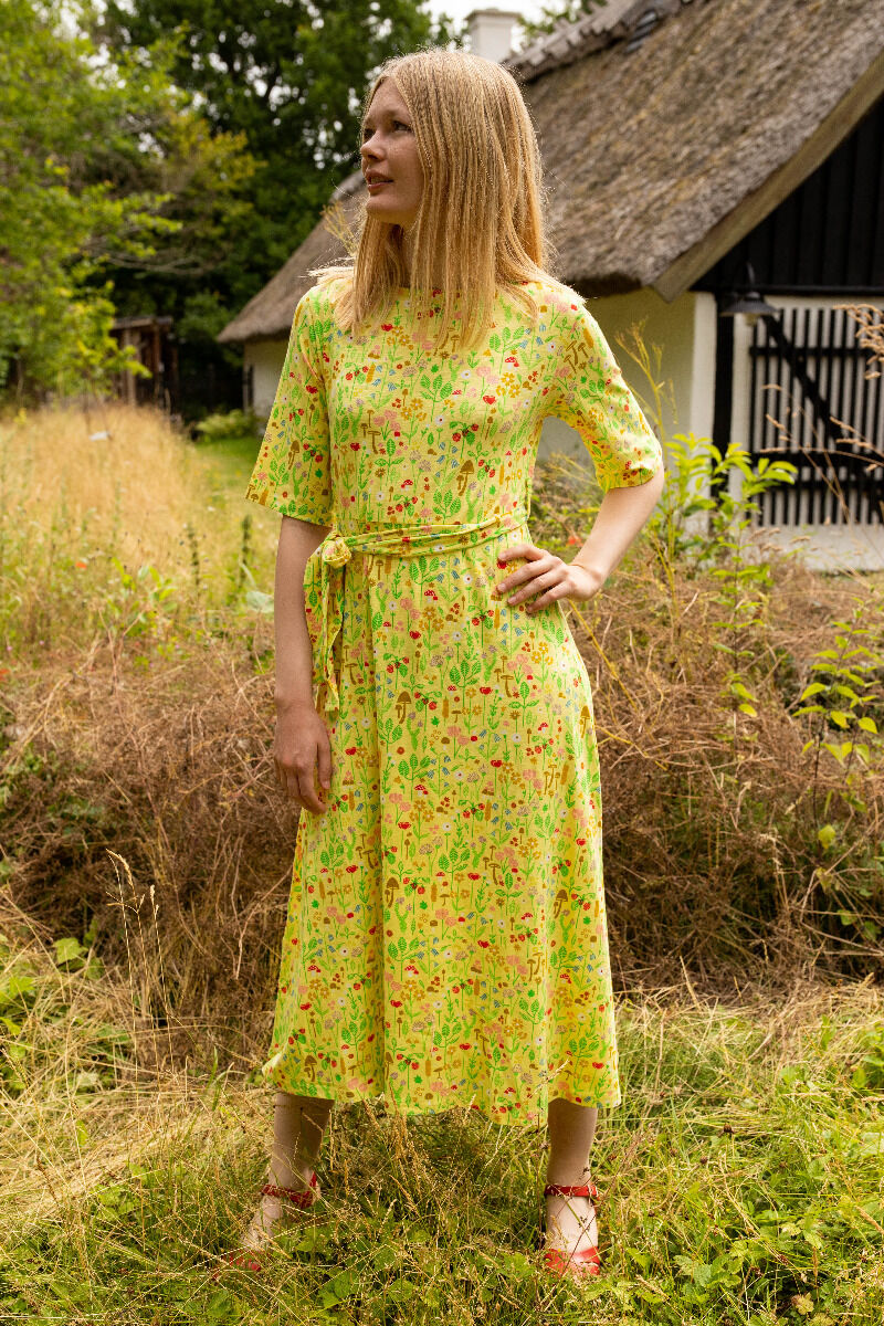 ORGANIC - Daneflora Slub Jersey Dress Pale Yellow BOTANICAL