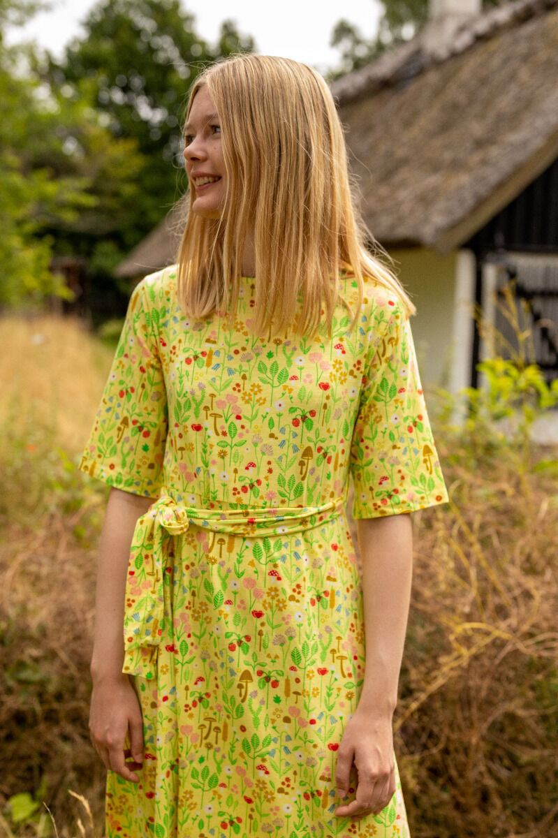 ORGANIC - Daneflora Slub Jersey Dress Pale Yellow BOTANICAL
