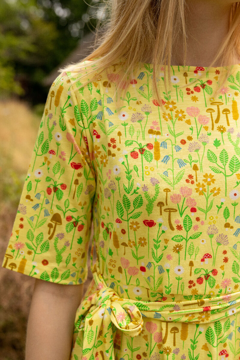 ORGANIC - Daneflora Slub Jersey Dress Pale Yellow BOTANICAL