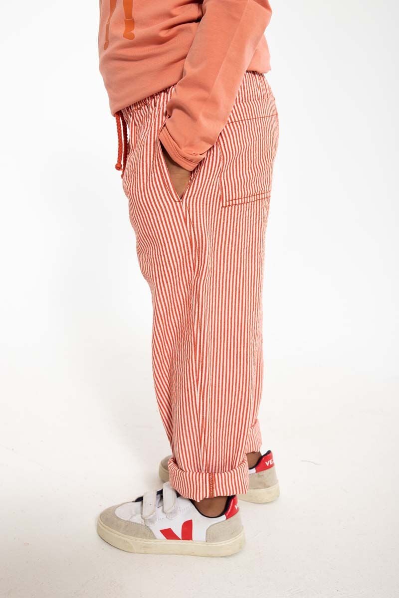 Danefrede Seersucker Pants Chalk/Bright Red