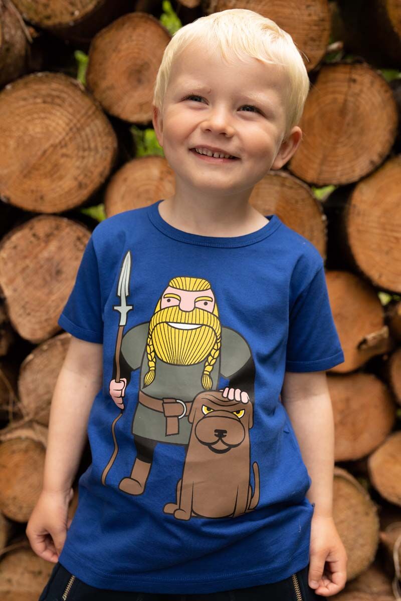 T-shirt til børn med viking og hund