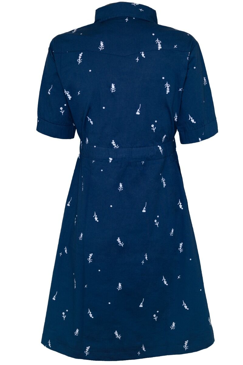 Danesusanne Poplin Dress Dusty Navy MARKBLOMST