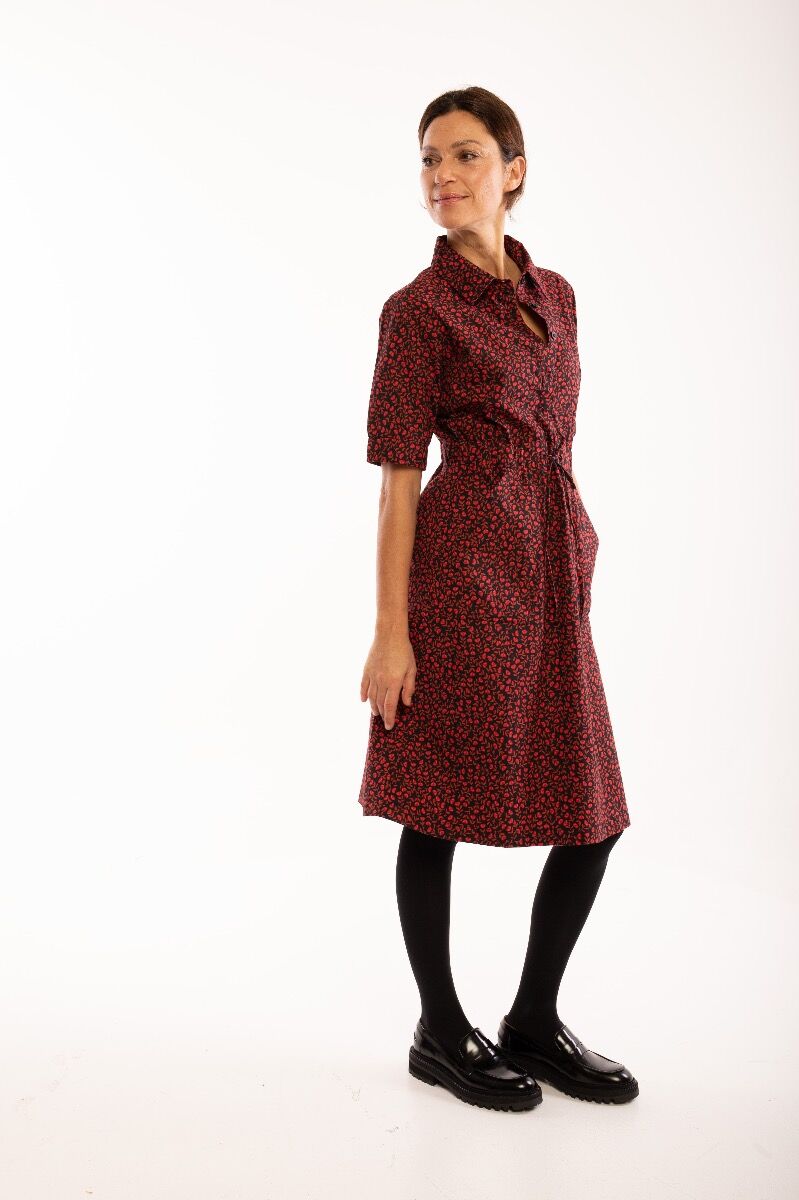 Danesusanne Poplin Dress Black/Pink FLEURIE