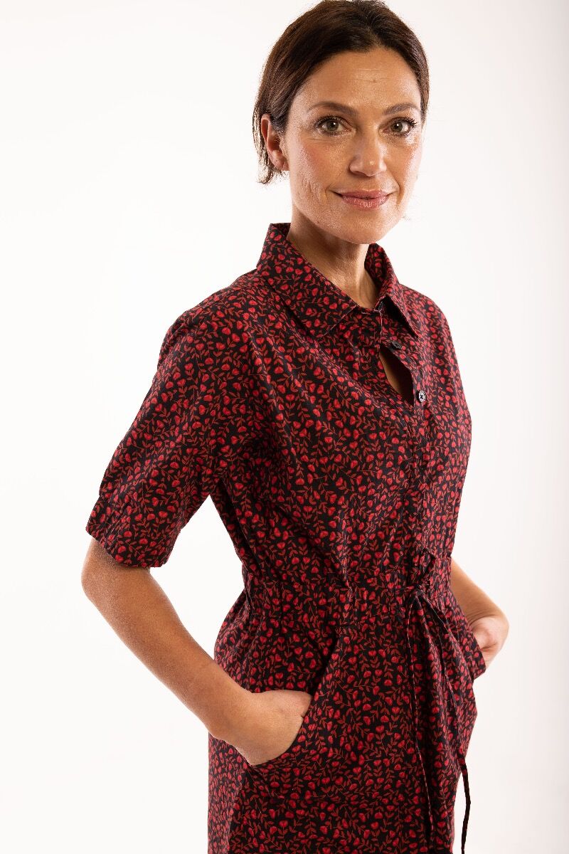 Danesusanne Poplin Dress Black/Pink FLEURIE