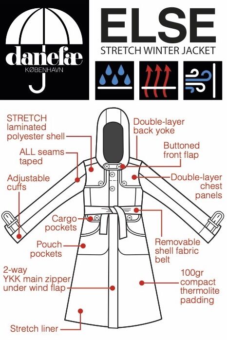 Danelse Stretch Winter Jacket Dark Red
