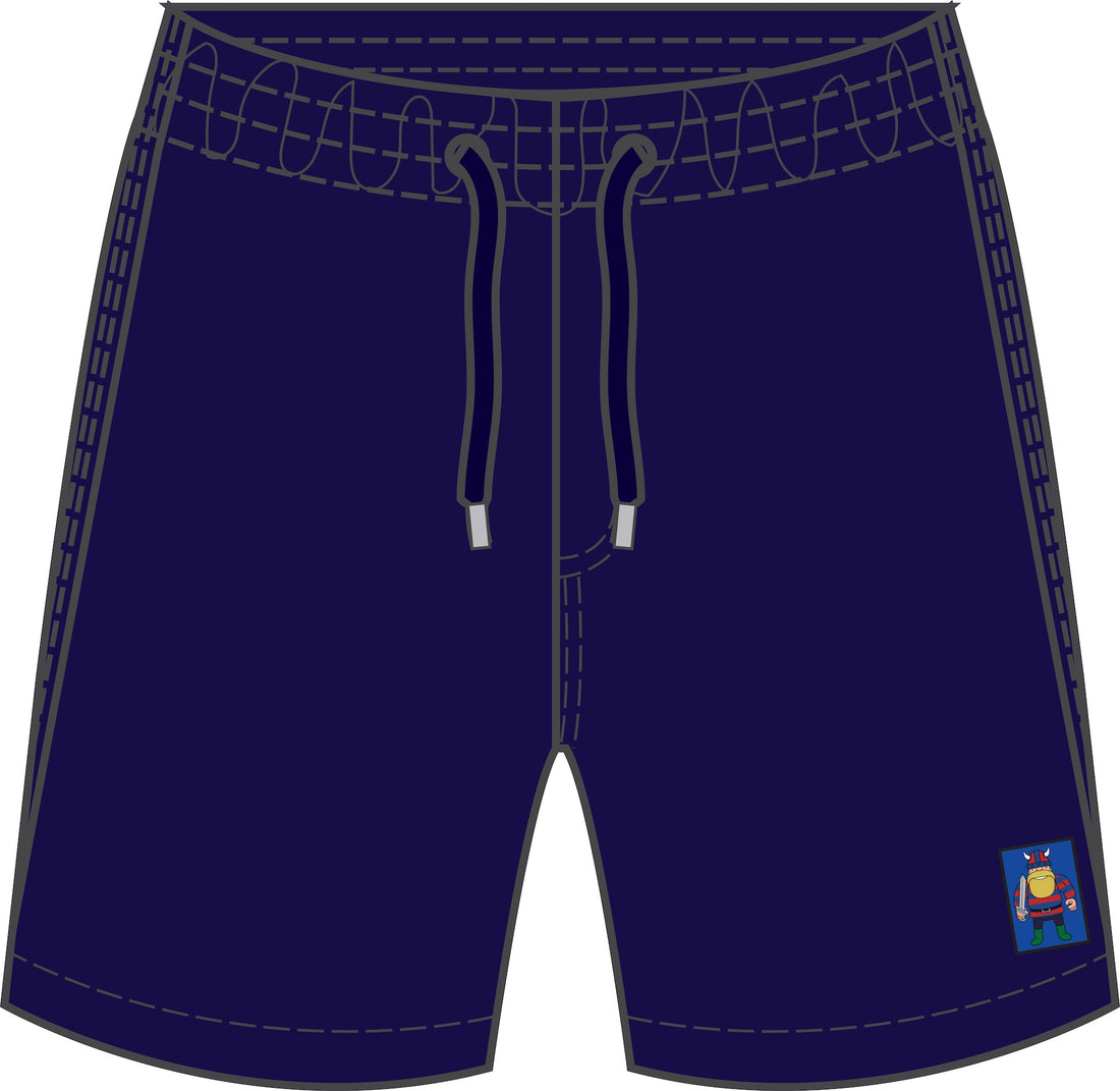 Søde navyblå badebukser til børn med lille logo af viking