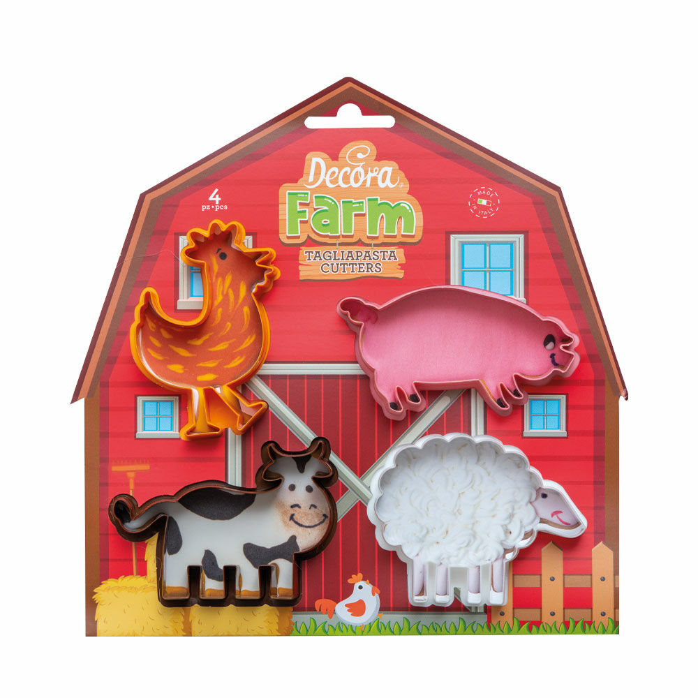 Decora Plastic Cookie Cutter Set of 4 Farm Animals