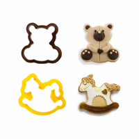Decora Plastic Cookie Cutter Teddy Bear and Rocking Horse