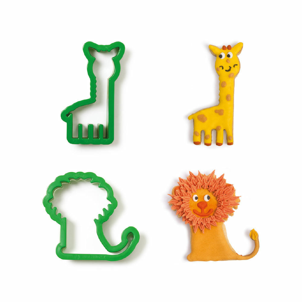 Decora Plastic Cookie Cutter Giraffe and Lion
