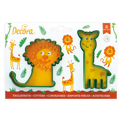 Decora Plastic Cookie Cutter Giraffe and Lion