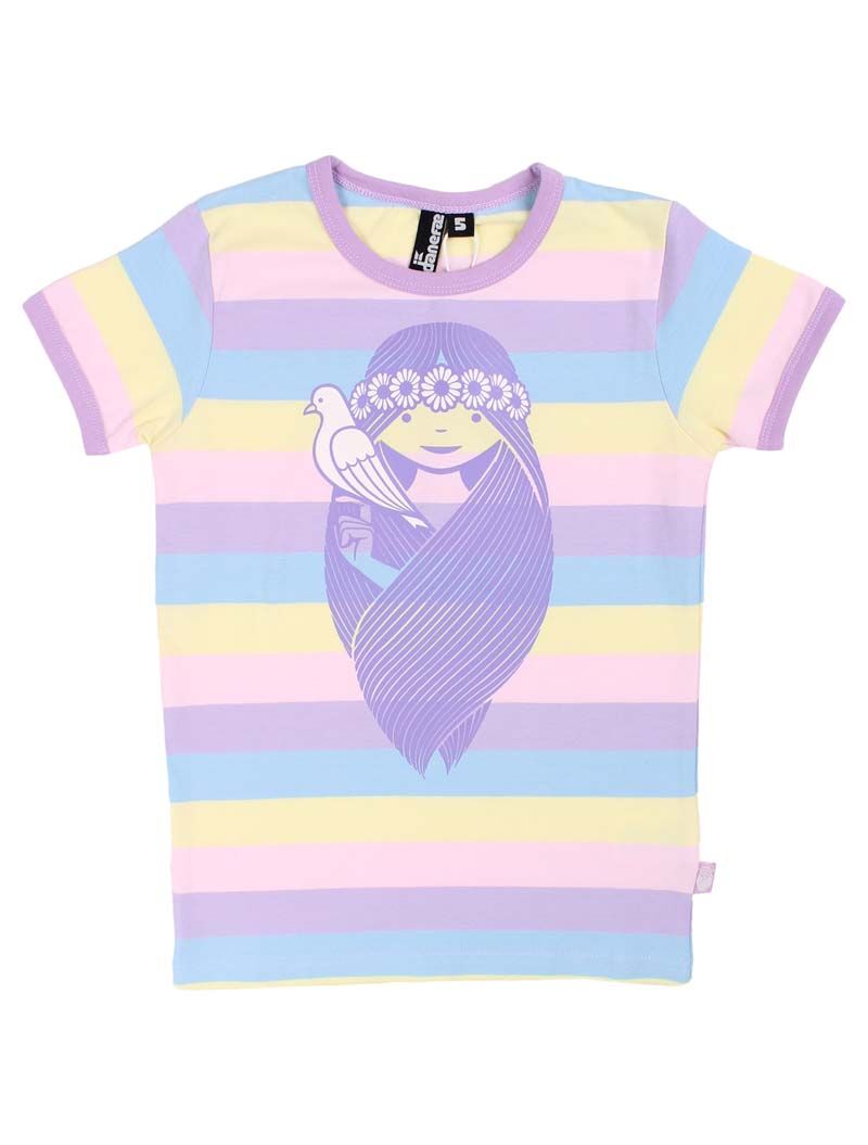 T-shirt til børn med pige og fugl 