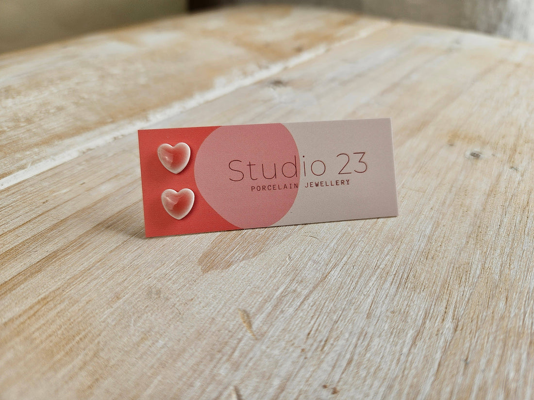 Heart Stud Earring Pair Coral