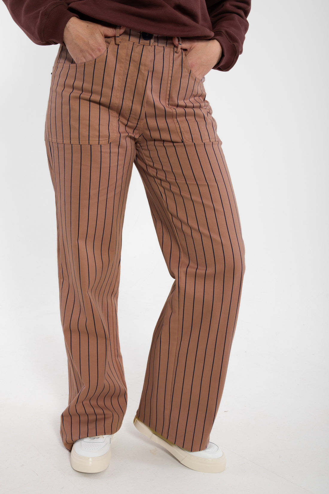 Danedaisy Stretch Canvas Pants Rose Beige/Dk Navy