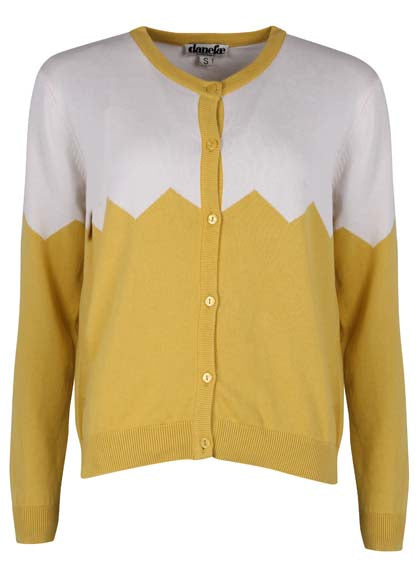 Danolsen Cardigan Dusty Yellow/Chalk