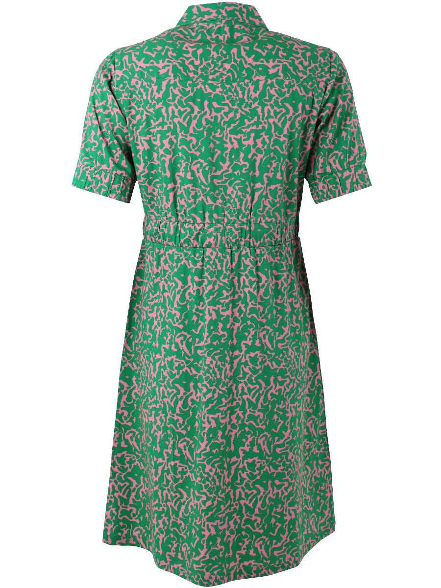 Danesusanne Poplin Dress Grass Green/Lovely Rose RIPPLES