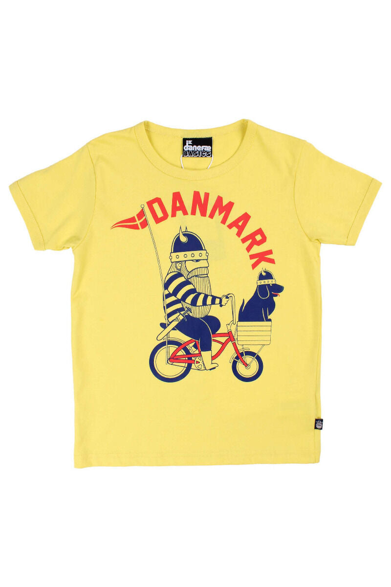T-shirt til børn med viking på cykel