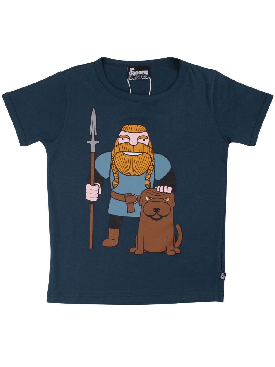 T-shirt til børn med viking og hund 