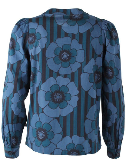 Danesanna Poplin Shirt Blue POWER FLOWERS