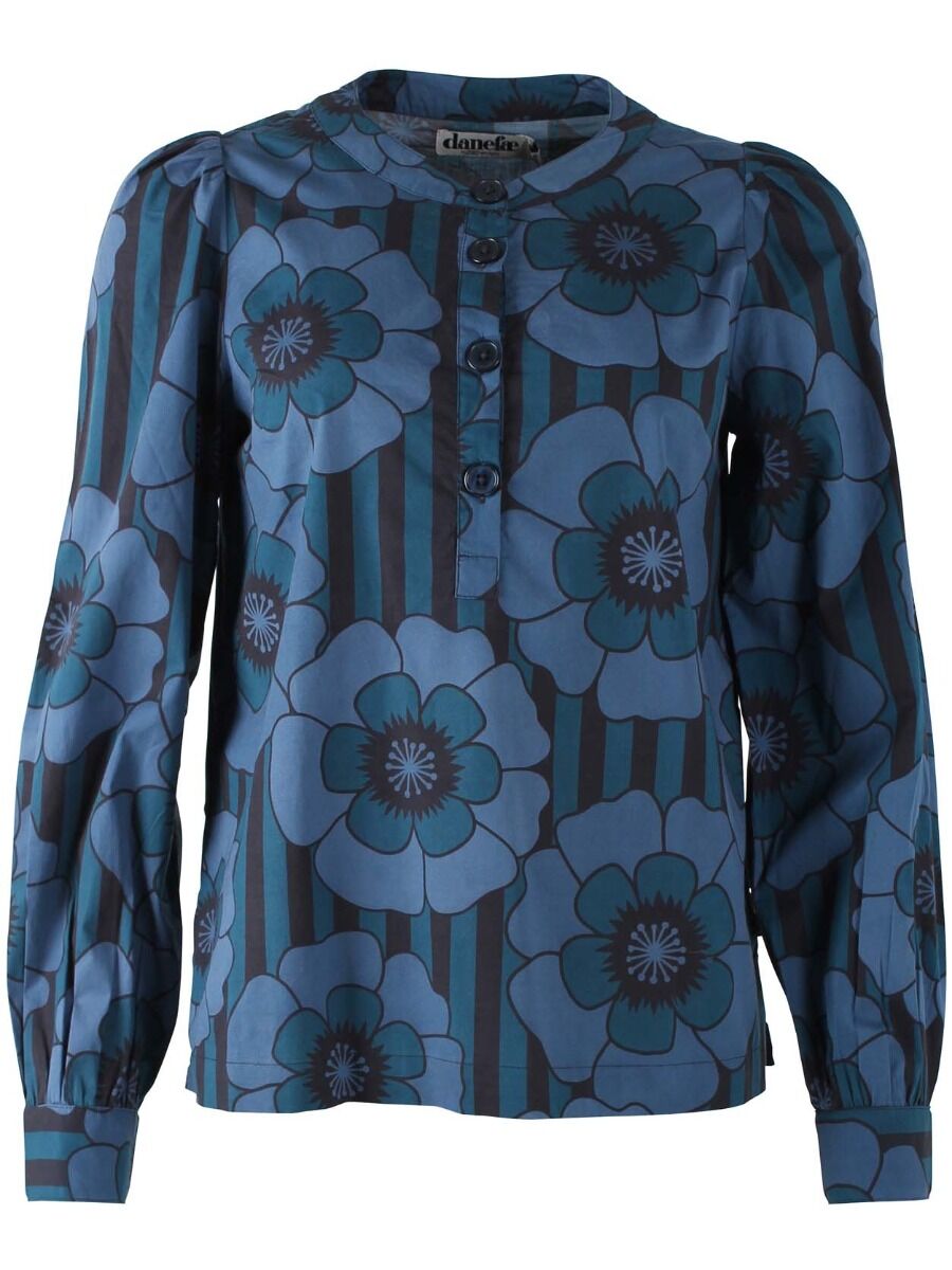 Danesanna Poplin Shirt Blue POWER FLOWERS