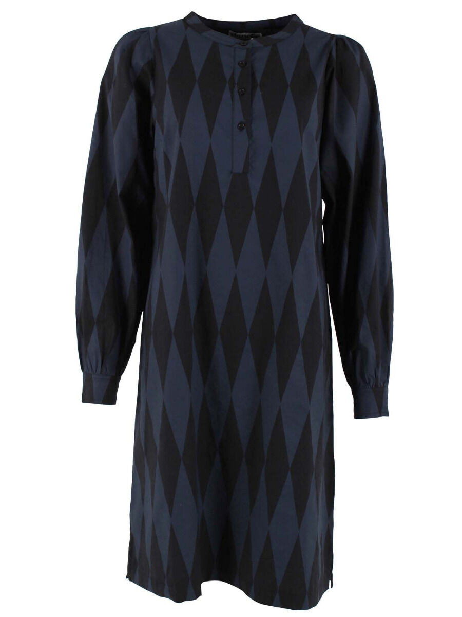Danesocial Poplin Dress Black/Marine DIAMONDS
