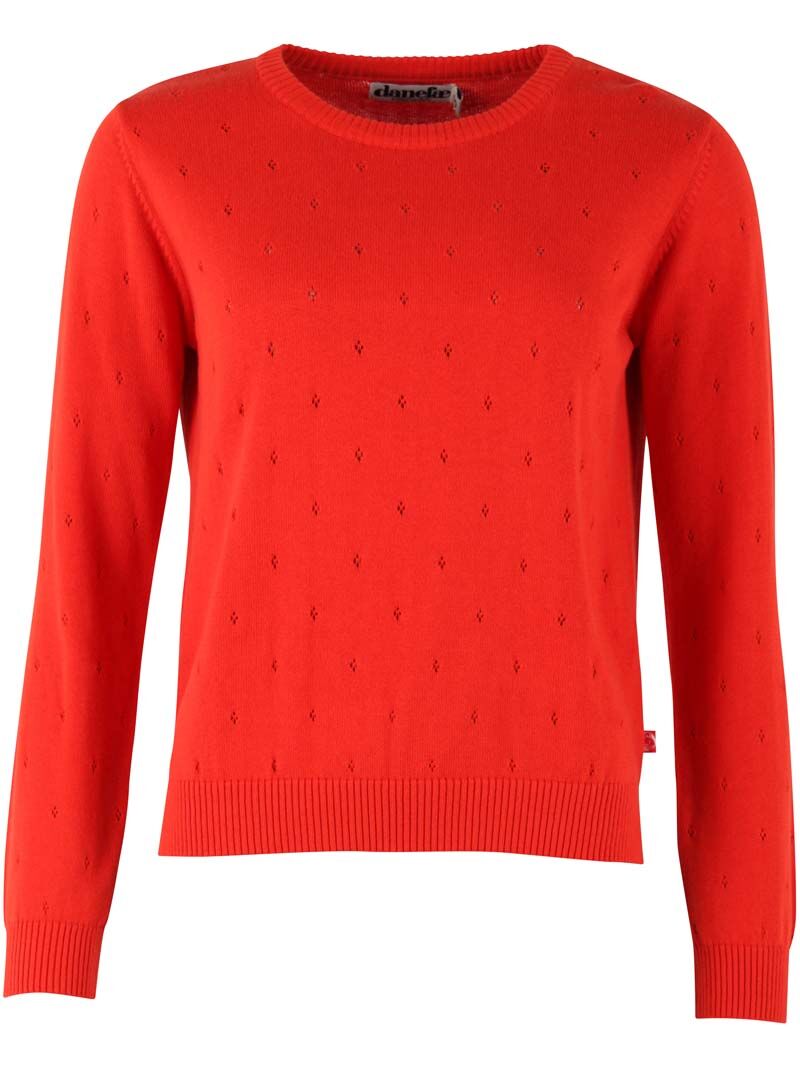 Danepearly Hole Knit Sweater Bright Red