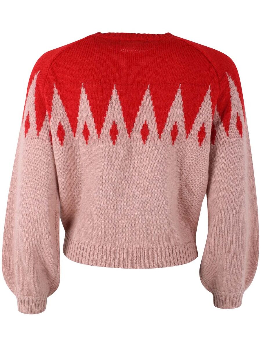 Danefantastic Icicles Wool Sweater Red/Powder Rose