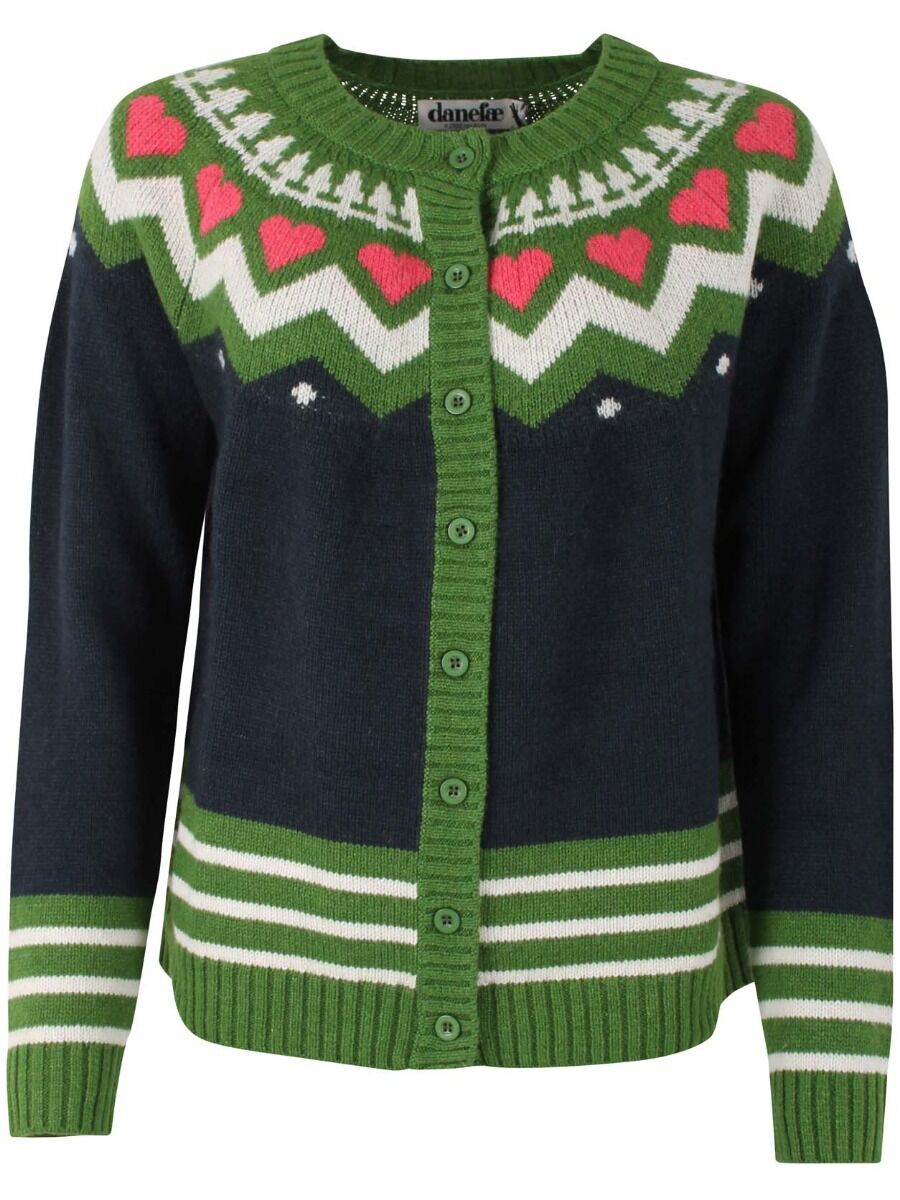 Danehareskov Cardigan Dk Navy/Fall Jungle/Chalk