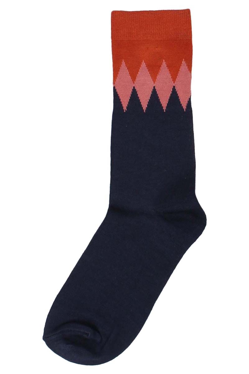 Danewalk with me Socks Dk Navy/Brick DIAMONDS
