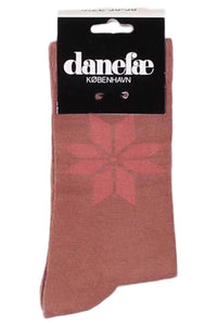 Danewalk with me Socks Beige Rose/Old Rose SNOWFLAKES
