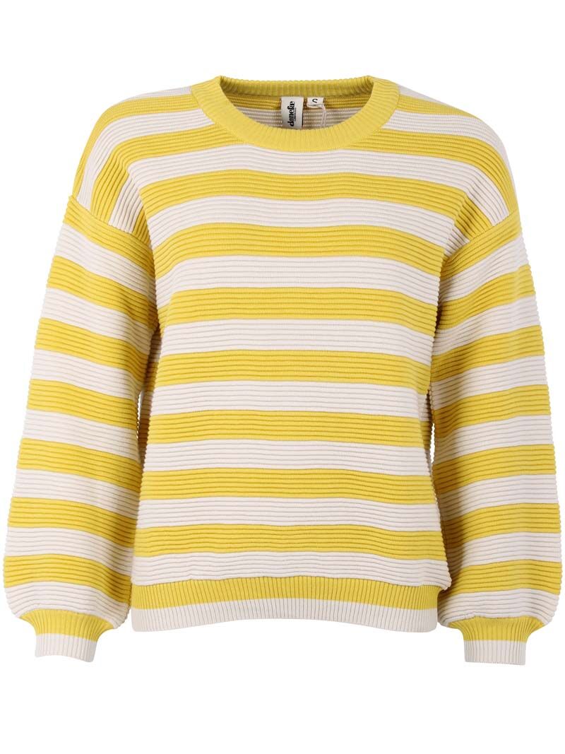 Danegold 3D Crotchet Knit Sweater Faded Yellow/Chalk