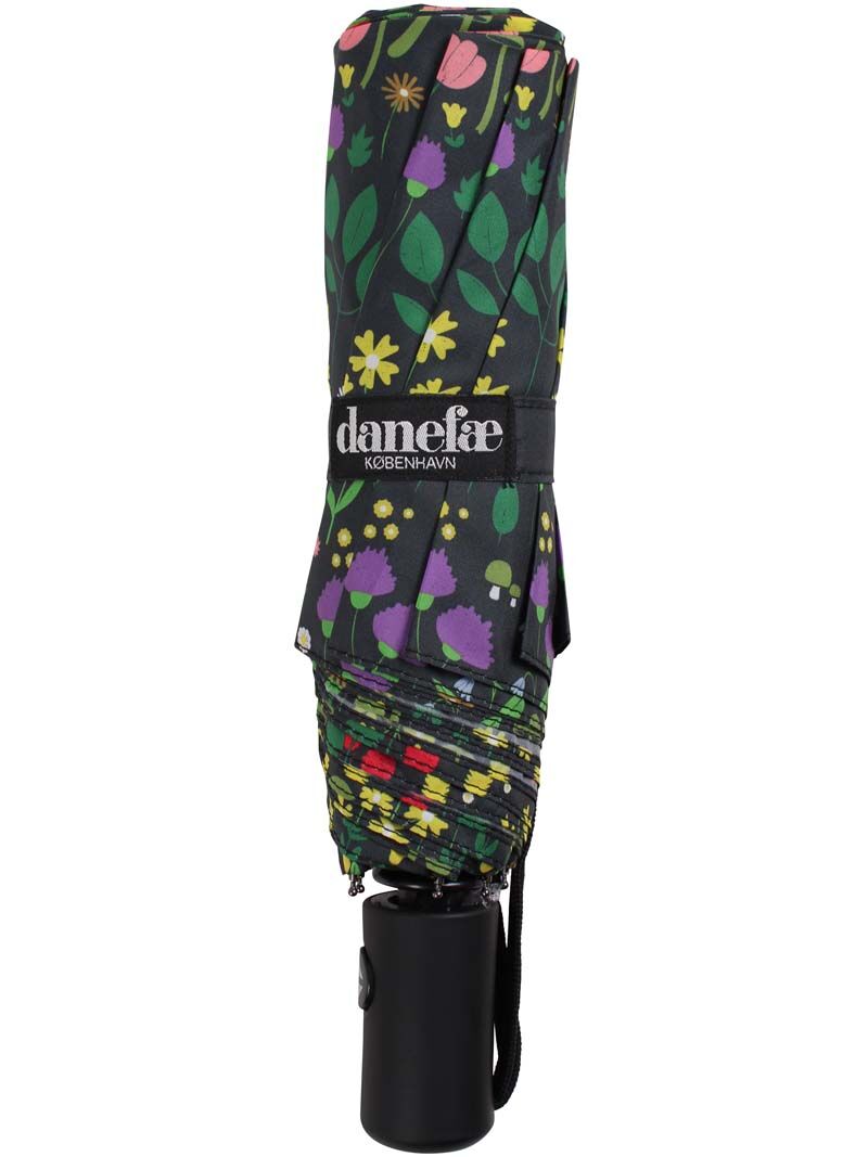 Sammenfoldelig paraply med blomsterprint
