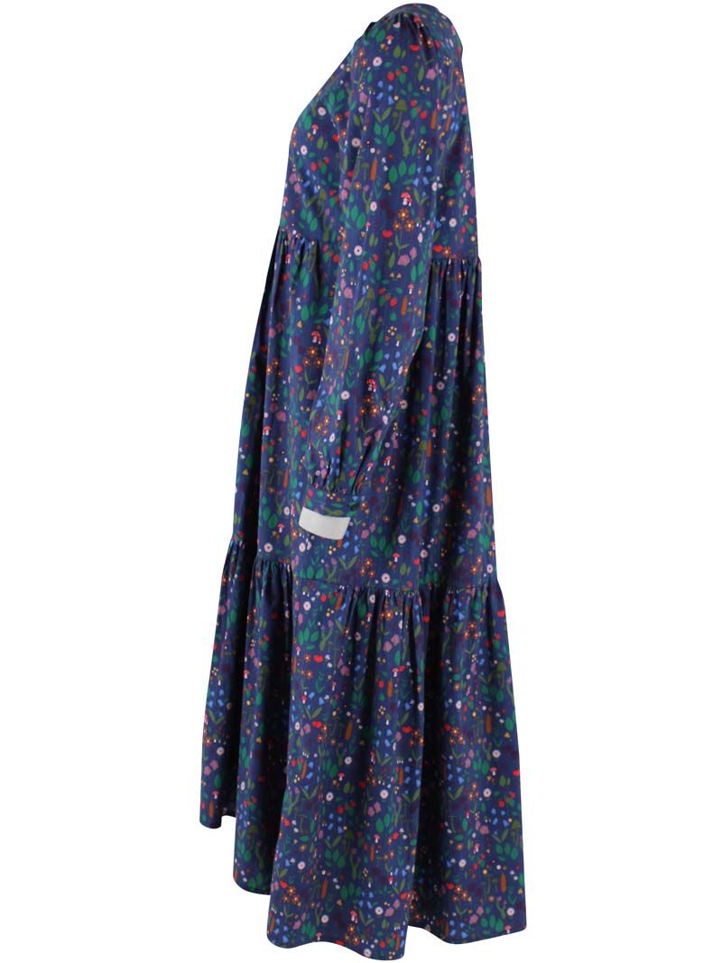 Danoktober Poplin Dress Grey Marine BOTANICAL